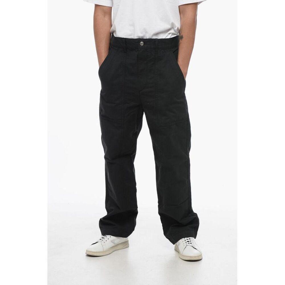 Cotton Carrot-Fit Trousers with Belt Loops